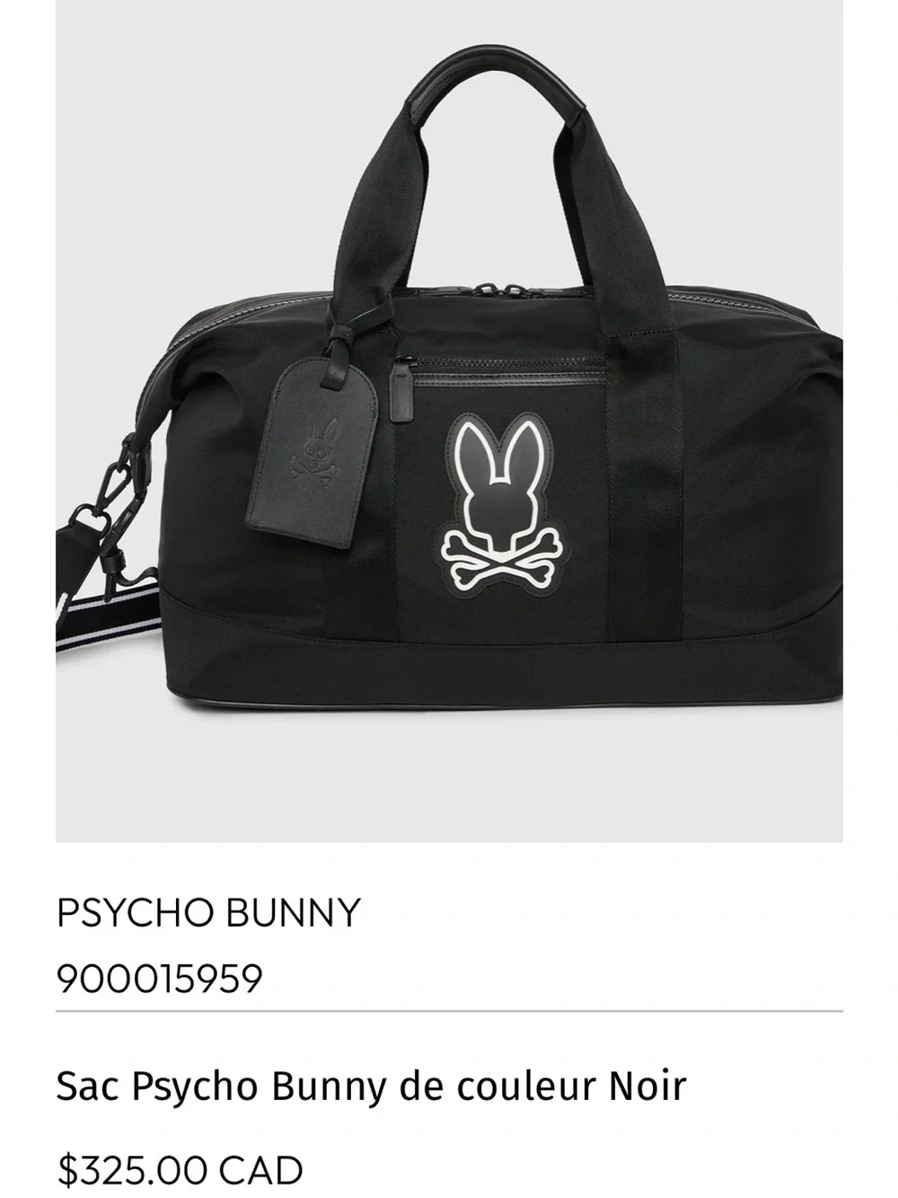 Psycho Bunny Black Weekender Duffel Bag. NWOT . Can’t find the tag for it.